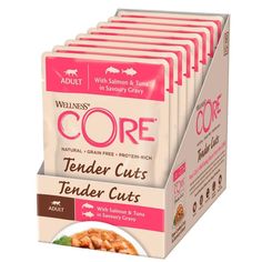 Влажный корм для кошек CORE CAT TENDER CUTS с нежными кусочками лосося и тунца, 8шт по 85г Cor.E