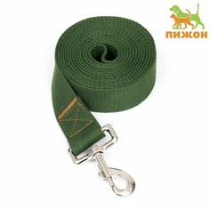 Поводок для собак Пижон, брезентовый, 3 м х 3,5 см, тёмно-зелёный