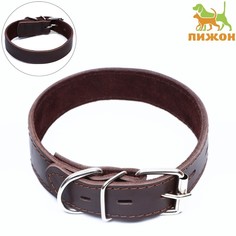 Ошейник для собак Пижон, коричневый, кожа, замша, обхват шеи 29-39 см