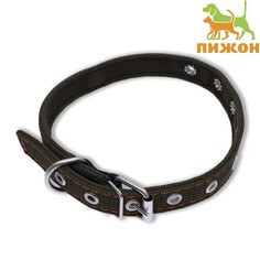 Ошейник для собак черный, металл, брезент, ОШ 25-45 см Пижон