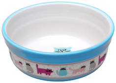 Миска Пижон Кошачья жизнь 4789564, голубая, керамическая, 12,7х5 см