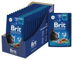 Влажный корм для кошек Brit Premium с курицей и перепелкой в соусе, 14 шт по 85 г Brit*