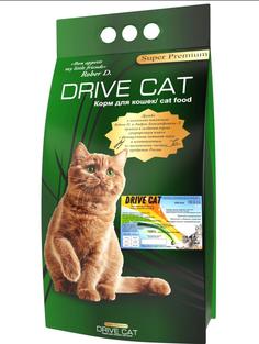 Сухой корм для кошек DRIVE CAT, полнорационный,с курицей и индейкой, 1 кг