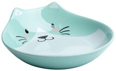 Миска Пижон Голова кота 3 9214856, зеленая, 15,5x14,5x5 cм