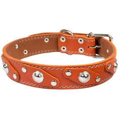 Ошейник для собак, крупных и средних пород, кожаный, оранжевый, ширина 36 мм No Brand