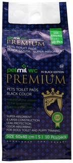 Пеленки для животных Petmil Black Premium с суперабсорбентом 60х40 см, 10 шт