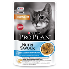 Влажный корм для кошек Purina Pro Plan Nutrisavour Elegant треска в соусе 12 шт по 85 г