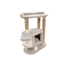 Когтеточка для кошек Комфорт Хвостиков Феликс, с домиком, серый, ковролин, картон, 107 см