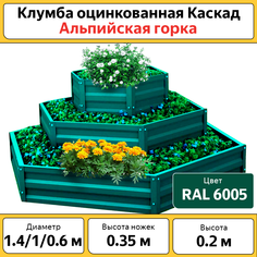 Клумба Альпийская горка Каскад, оцинкованная, зеленая КЛАЗ диаметр 140 см