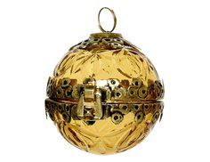 Ёлочный шар - шкатулка, стекло, золотой, 9 см, подвеска, Kaemingk