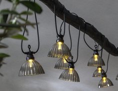 Гирлянда из лампочек 12 тёплых белых LED-огней, 4.95+5 м, чёрный провод, STAR trading