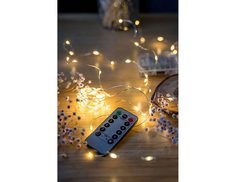 Гирлянда 100 теплых белых мини LED-огней, серебряная проволока, 5+0.3 м, Kaemingk
