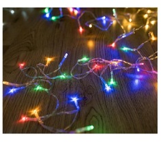 Гирлянда 50 цветных LED-огней, 5+0.3 м провод прозрачный, батарейки, Koopman International