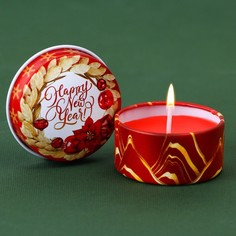 Новогодняя свеча в банке «Happy New Year», яблоко, d = 4,8 см No Brand