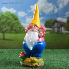 Садовая фигура "Гном с грибом" 44х16х16см МИКС Хорошие сувениры