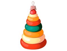 Деревянная елочная игрушка Пирамидка - Краски детства 10 см, МанузинЪ