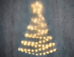 Декоративная настенная ель-гирлянда ЧАПЛЕТ, серебряная, 80 LED-огней, 110 см, Edelman