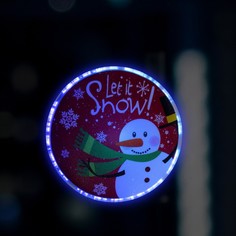 Световое панно Luazon Lighting Снеговик на красном фоне 7706023 разноцветный/RGB