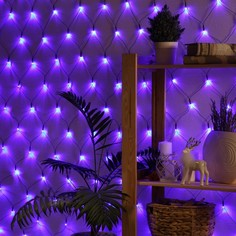 Гирлянда "Сеть" 2 х 2 м , IP20, тёмная нить, 224 LED, свечение синее, 8 режимов, 220 В No Brand