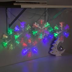 Световая гирлянда новогодняя Снежинка матовая 5148895 2 м разноцветный/RGB No Brand