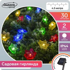 Гирлянда "Нить" 4.5 м с насадками "Лилии", тёмная нить, 30 LED, свечение RG/RB No Brand