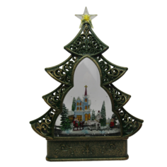 Сувенир Merry Christmas WDL-21019, 15167 "Ёлка" повозка рядом с храмом и ёлками"