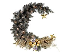 Настенная хвойная композиция с лампочками ЛЮН ДЕ КОНИФЕР 35 LED 76 см, A Perfect Christmas