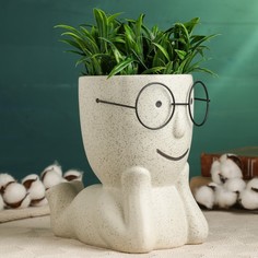 Цветочный горшок Take it easy Человечек который выжил 9431592 0,5 л белый 1 шт.