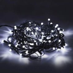 Новогодняя гирлянда светодиодная LED линейная 300L V8 белая матовая тёмный провод 20м