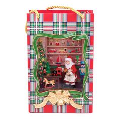 Новогодний сувенир LED Подарочный пакет Дед Мороз мастерит подарки музыкальный USB 15х23см