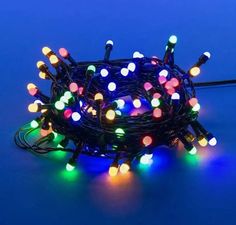 Новогодняя гирлянда LED линейная 300L V8 разноцветная матовая, тёмный провод 20м