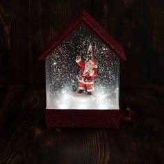 Новогодний сувенир LED Домик с Дедом Морозом и ёлочкой 8381