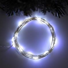 Гирлянда «Нить» 2 м роса, IP20, серебристая нить, 20 LED, свечение белое, USB, (2шт.) Luazon Lighting