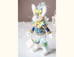 Коллекционная кукла ЗАЯЦ РАФАЭЛЬ - ДОКТОР ТАНЦЕВАЛЬНЫХ НАУК, 36 см, Goodwill