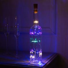 Гирлянда «Нить» 1 м роса с пробкой, IP20, 10 LED, свечение мульти, LR44х3, (2шт.) Luazon Lighting