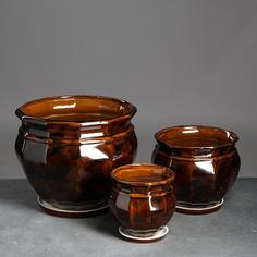 Цветочный горшок Мираж 14,5 л коричневый 3 шт. No Brand
