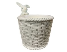 Декоративное кашпо КРОЛИК-ЦВЕТОВОД, керамика, серое, 14х11 см, Koopman International