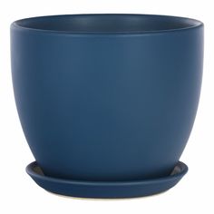 Кашпо для цветов Shine Pots 14 x 14 см синее матовое Без бренда