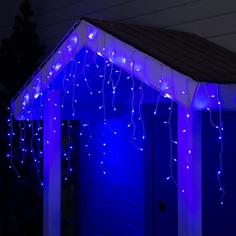 Гирлянда «Бахрома» 3 ? 0.6 м, IP44, УМС, белая нить, 160 LED, свечение синее, 220 В No Brand