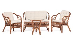 Комплект TetChair NEW BOGOTA (диван + 2 кресла + стол со стеклом), коричневый кокос