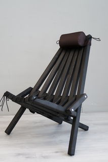 Кресло садовое складное с коричневым подголовником ДЛ
