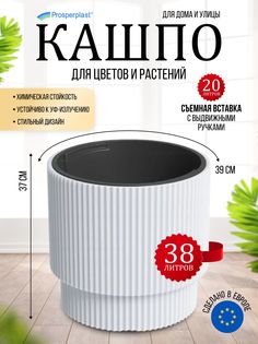 Кашпо для цветов со вставкой Prosperplast Milly PPDBMIN400-S449 белый, 38 л., 1 шт.