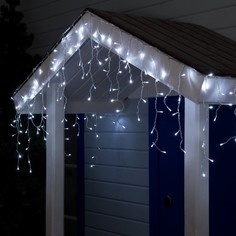 Гирлянда «Бахрома» 3x0.6 м, IP44, УМС, прозрачная нить, 160 LED, свечение белое, мерцани No Brand