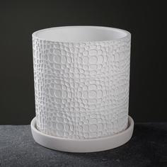 Цветочный горшок Иллюзия белый цилиндр №2 7074594 2 л белый 1 шт. No Brand