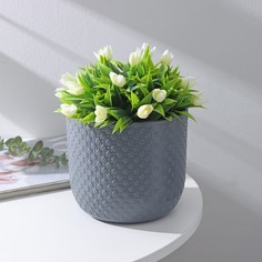 Цветочное кашпо Plast-avenue со вставкой Клевер 9670324 3,2 л антрацит 1 шт.