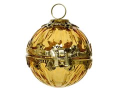 Ёлочный шар - шкатулка, стекло, золотой, 9 см, подвеска, Kaemingk