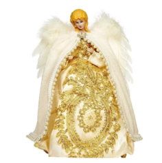 Новогодняя фигурка - ёлочная верхушка Ангел малая, фарфор, текстиль, 31 см, Goodwill