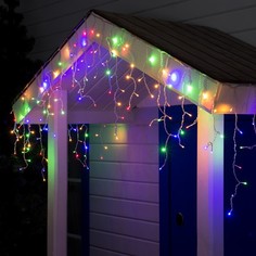 Гирлянда "Бахрома" 3 х 0.6 м , IP44, УМС, прозрачная нить, 160 SMD-LED, свечение мульти No Brand
