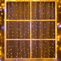 Гирлянда "Занавес" 2 х 3 м , IP44, УМС, белая нить, 760 LED, свечение тёплое белое No Brand