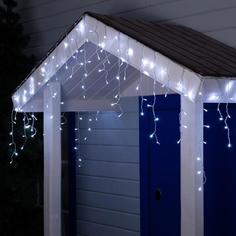 Гирлянда "Бахрома" 4 х 0.6 м , IP44, прозрачная нить, 180 LED, свечение белое No Brand